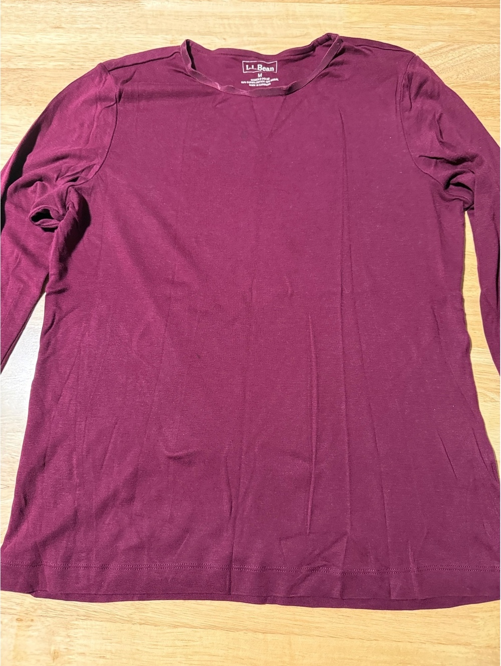 L.L.Bean Women’s Burgundy Long Sleeve Cotton Modal Tee Size M